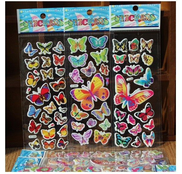Children's Party Bag Stickers Sheets Kids 3D Puffy Scrap Book Craft Art Sticker - Butterfly