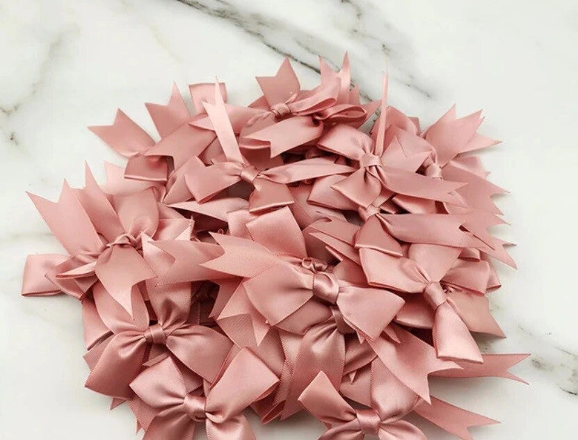 8.5cm Satin Bows 25mm Pre Tied Ribbon Sewing Crafts Wedding Cards Scrapbook