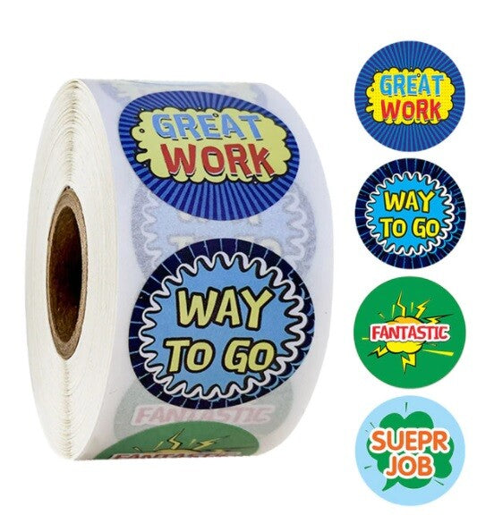 Kids Reward Stickers Labels Well Done Children's School Teachers & Nursery 25mm - Design 3
