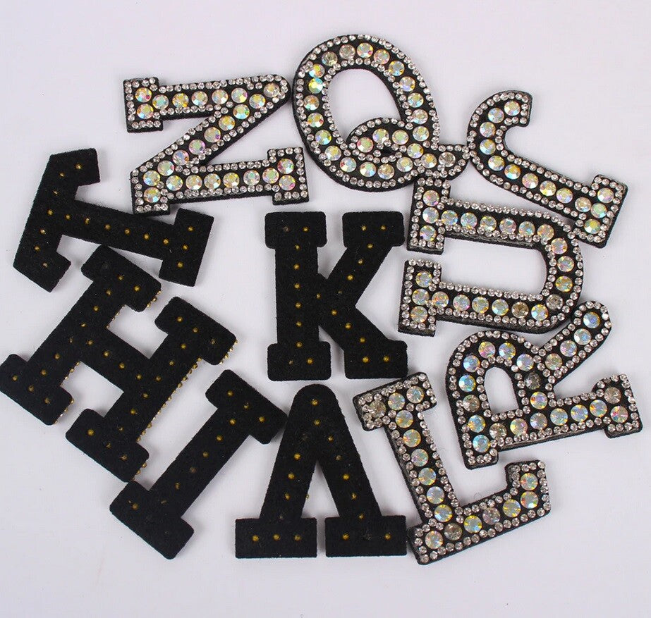 4.5cm AB Rhinestone Letter Patch Patches Glue or Sew on Alphabet Crystal