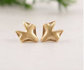 Minimalist Fox Face Stud Earrings Gold Silver Rose Gold & Mini Gift Box - Gold