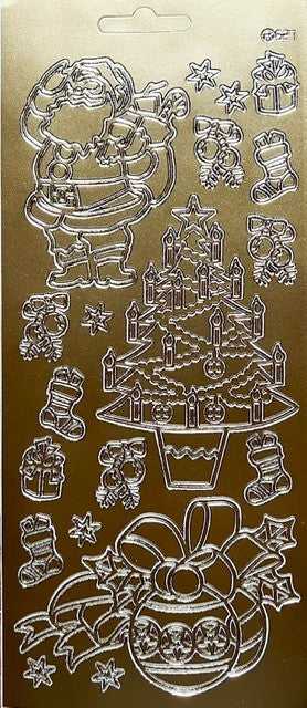 Christmas Peel Off Sticker Snowflake Star Santa Reindeer Snowman Craft Stickers - Mix Gold (1.3040)