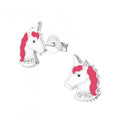 925 Sterling Silver Pink Crystal Unicorn Stud Earrings 8x11mm & Gift Box #13
