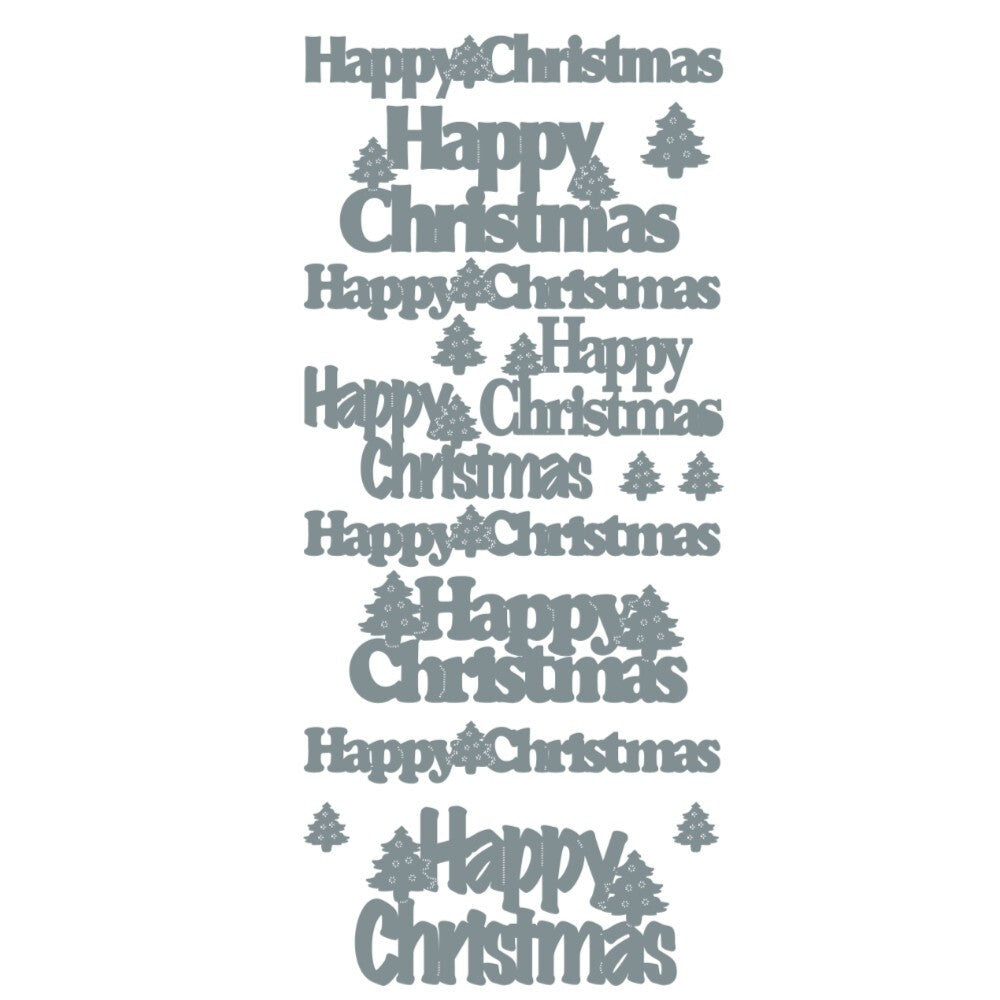 Merry Christmas Happy Christmas Peel Off Sticker Card Making Craft Stickers - Happy Christmas Silver D3