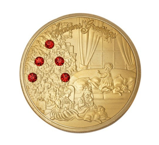 Christmas Seasons Greetings Wishing Coin Gift Stocking Filler Gold or Silver - Gold Coin with Gift Bag
