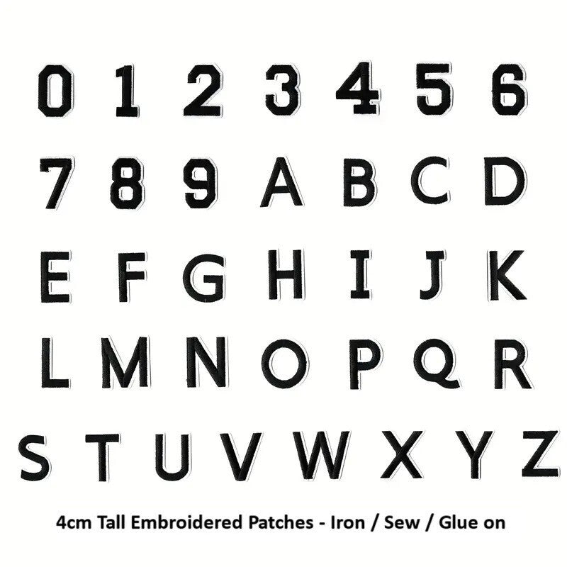 Black Letter Number Patch Iron on Sew on Alphabet Embroidered Letters Patches