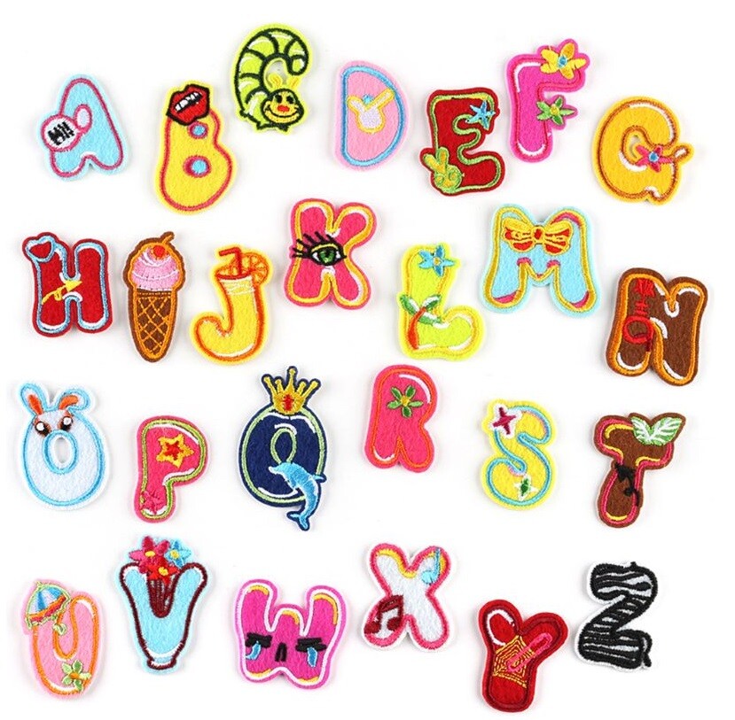 Kids Colour Letter Patch Iron on Alphabet Letters Embroidery Customise Clothing