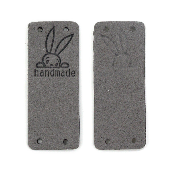 Faux Suede Leather Labels Hand Made Rabbit Bunny Clothing Tag Label Tags 5x2cm - Design 2