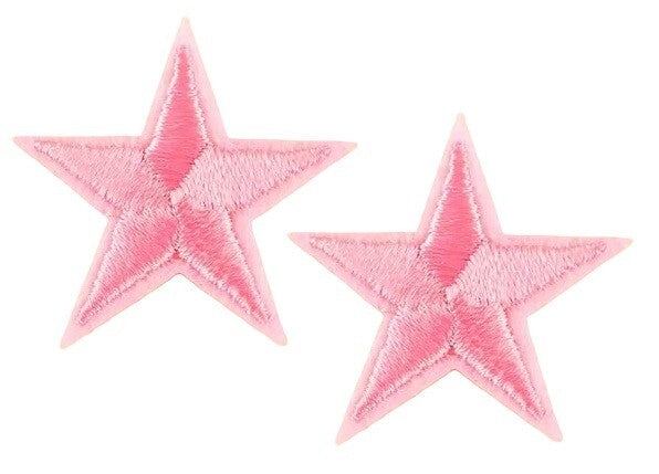 2 Light Pink Star Patches Iron On Sew On Stars Patch Embroidered Applique Badges