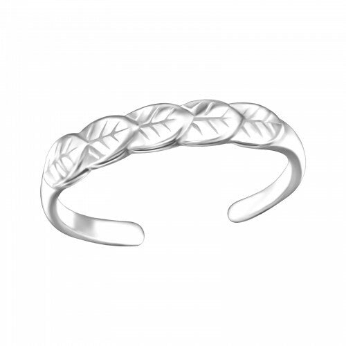 925 Sterling Silver Adjustable Midi Ring Finger Stackable Toe Ring Jewellery #2 - Leaves