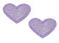 2 Lilac Purple Heart Patches Iron On Sew On Hearts Patch Embroidered Badges