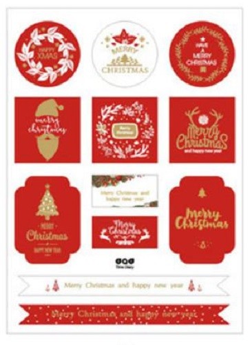 Christmas Gift Seal Stickers Merry Christmas Happy New Year Mix of Designs - Red & Gold