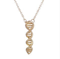 3D Double Helix DNA Strand Chemistry Necklace Chain Molecule Geek Nerd Science - Gold