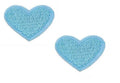 2 Light Blue Heart Patches Iron On Sew On Hearts Patch Embroidered Badges