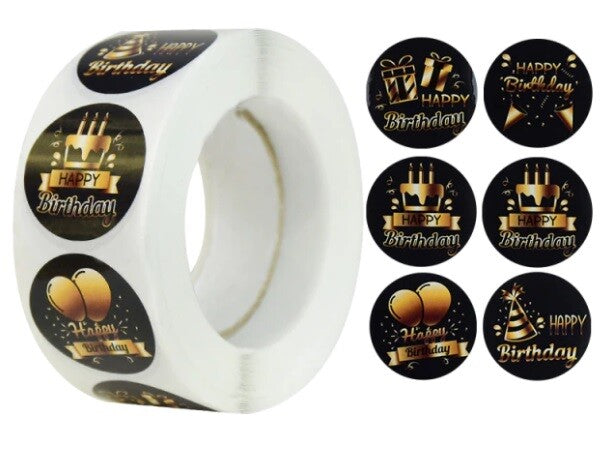 Happy Birthday Stickers Labels Seals Gift Craft Party Card Making Label 25mm - Design 4