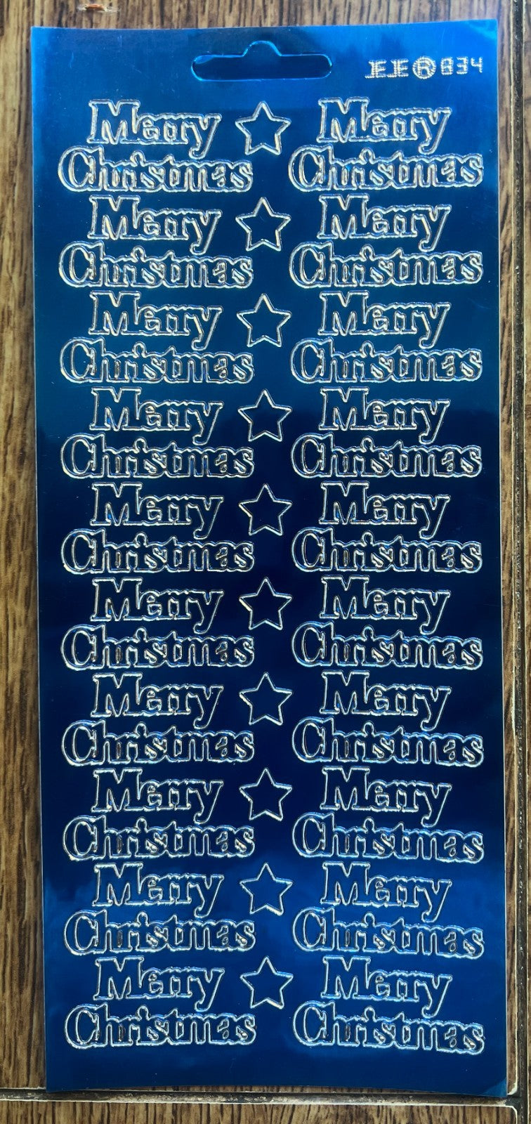 Mirror Shine Merry Christmas Peel Off Sticker Card Making Craft Stickers - Blue