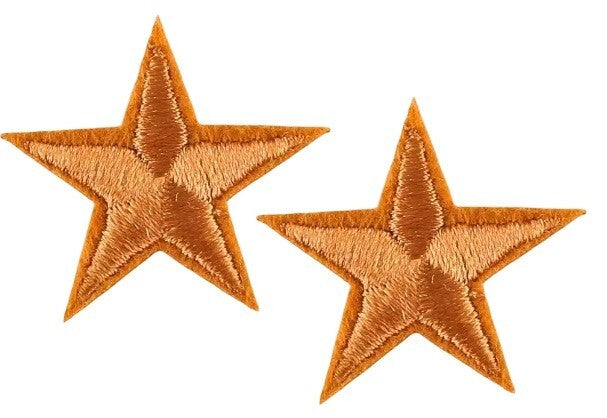 2 Light Brown Star Patches Iron On Sew On Stars Patch Embroidered Applique Badge