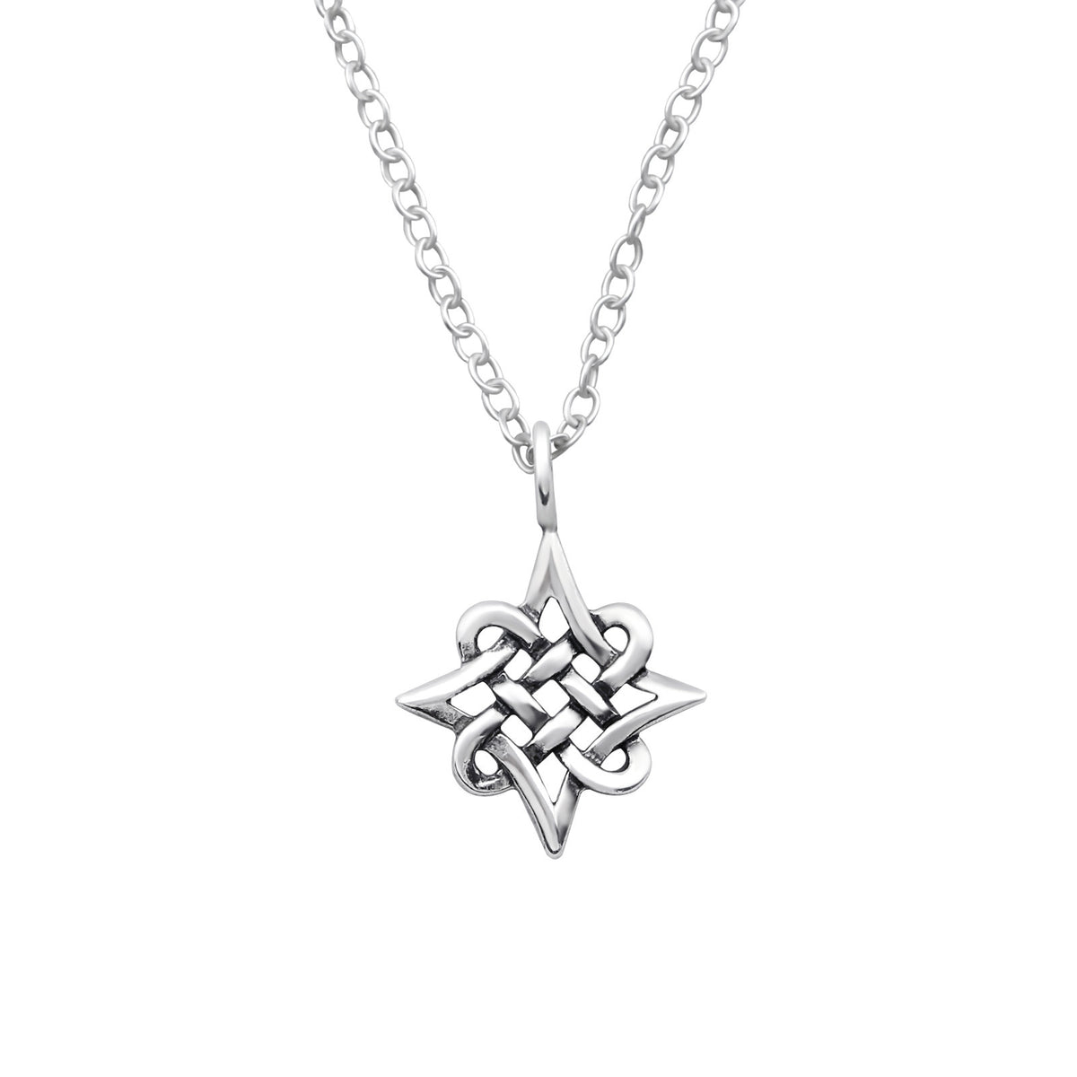 925 Sterling Silver Celtic Knot Love Heart Triangle Necklace & Gift Bag - Knot 3