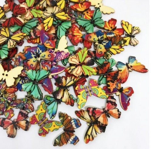 Butterfly Buttons Craft Customise Clothing Sewing Scrapbook Knitting Garment - Patterned Wood Butterflies