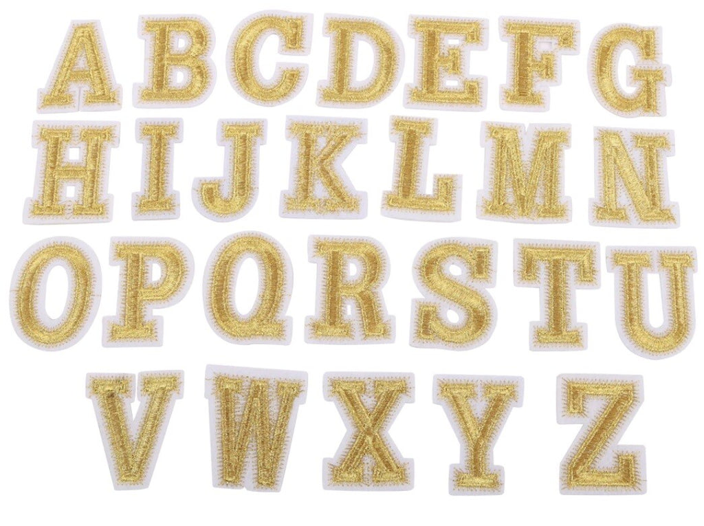 Gold Silver Letter Number Patch Iron or Sew on Alphabet Embroidery Customise