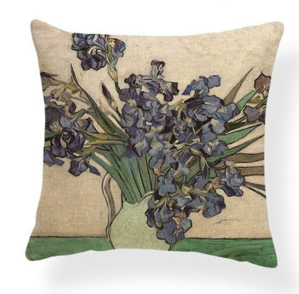 ARTIST VAN GOGH STARRY NIGHT BLOSSOM OIL PAINTING CUSHION COVERS 45x45cm - Iris