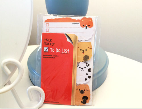 To Do List Sticky Index Tab Notes Memo Cat Dog Panda Rabbit Adhesive Pad Label - Dog