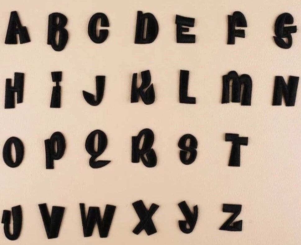 Black Letter Patch Iron or Sew on Embroidered Alphabet Customise Clothing #2