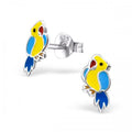 925 Sterling Silver Colourful Parrot Bird Stud Earrings 7x9mm & Gift Box #10