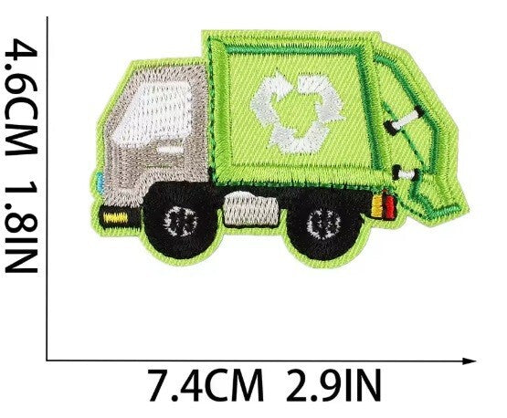 Vehicle Police Ambulance Bus Lorry Patches Iron on / Sew / Glue on Patch - Recycle Truck