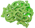 Green Rhinestone Letter Patch Patches Glue or Sew on Alphabet Crystal Customise