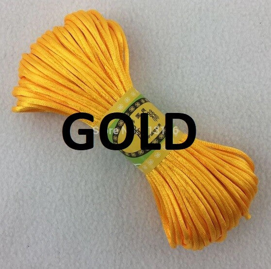 Cord Silky Satin Kumihimo Braiding Rattail Macrame 2mm Thick 5/10/20 Meter - Gold