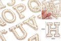 Pearl & Rose Gold Rhinestone Letter Patch Patches Glue / Sew on Alphabet Crystal