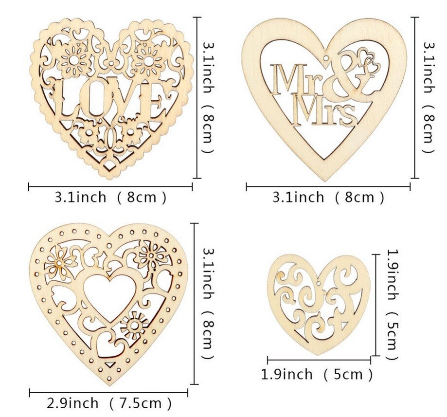 Wooden Heart Shape Love With String Embellishment Craft Wedding Vintage Gift Tag