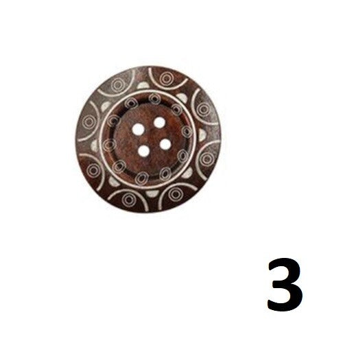 1 x Large Wooden Handmade Etched Buttons 4 Hole 60mm Sewing Craft Scrapbook Gift - 3