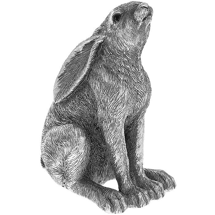 Bronze or Silver Hare Rabbit Wildlife Animal Ornament Gift Leonardo Reflections - Silver Sitting Hare