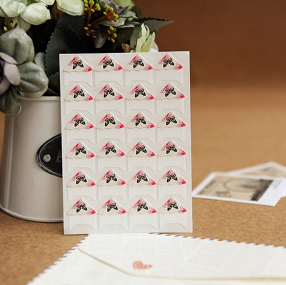 24 Cute Self Adhesive Photo Album Frame Corner Protector Stickers Scrap Book FB - Butterflies and Pink Flowers