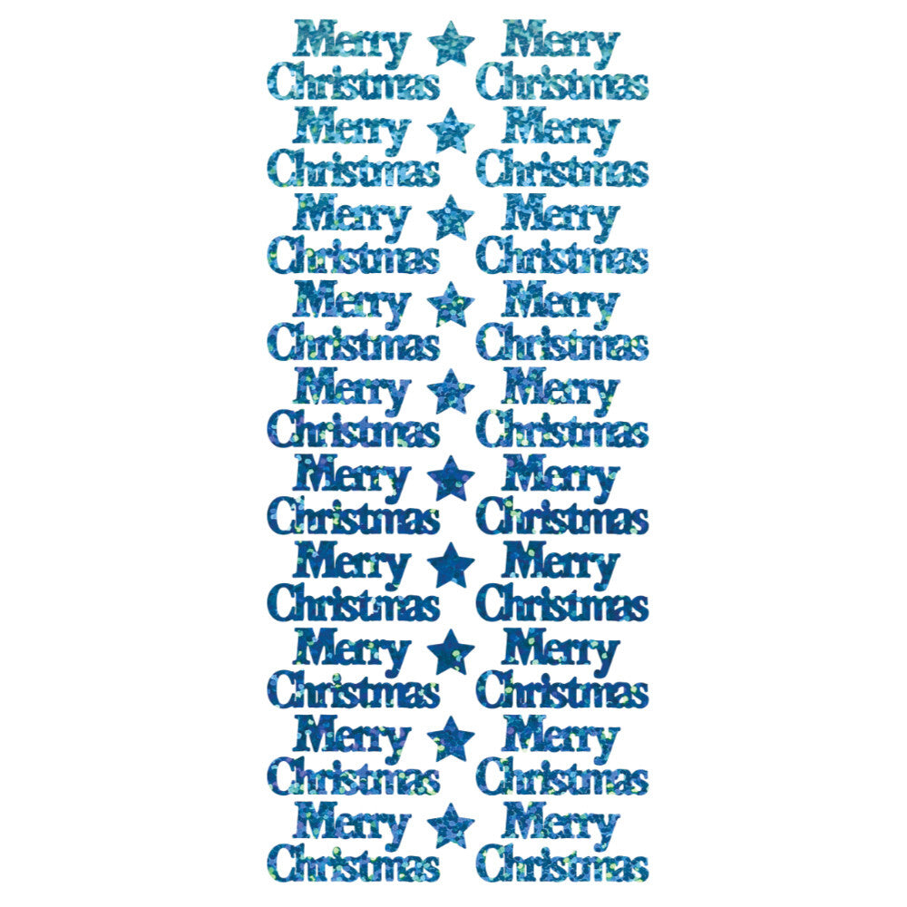 Merry Christmas Peel Off Sticker Sheet for Card Making Craft Scrapbooking Crafts - Light Blue