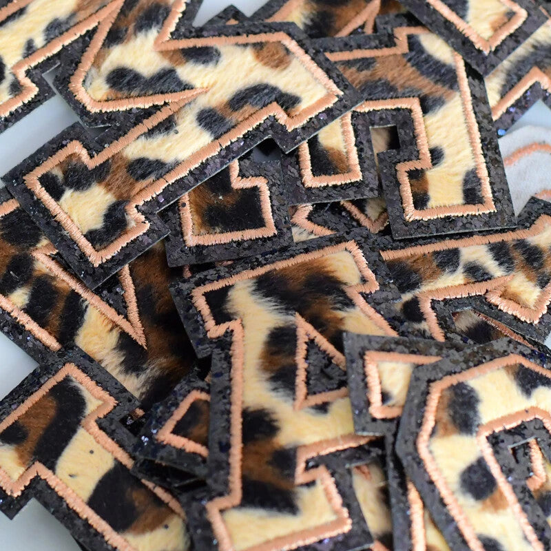 8cm Large 3D Leopard Animal Chenille Patch Letter Patches Iron Sew on Alphabet