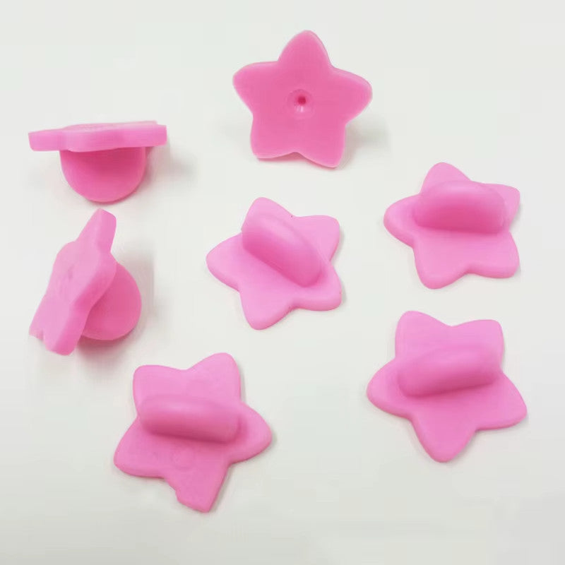 Star Coloured Rubber Pin Backs Keepers Replacement Uniform Badge Comfort Fit - Pink