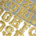Gold Sequins Varsity Letter Patch Iron or Sew on Alphabet Customise Clothing 5cm
