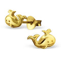 925 Sterling Silver & Gold Whale Stud Earrings 7x4mm & Gift Box #7