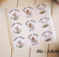 Round Labels 'Hand Made' Rabbit Raccoon Horse Handmade Gift Craft Stickers 3.8cm