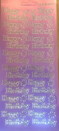 Happy Birthday Mirror Shine Peel Off Sticker Card Making Craft Stickers - Candy