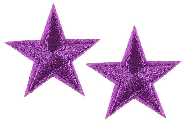 2 Purple Star Patches Iron On Sew On Stars Patch Embroidered Applique Badges