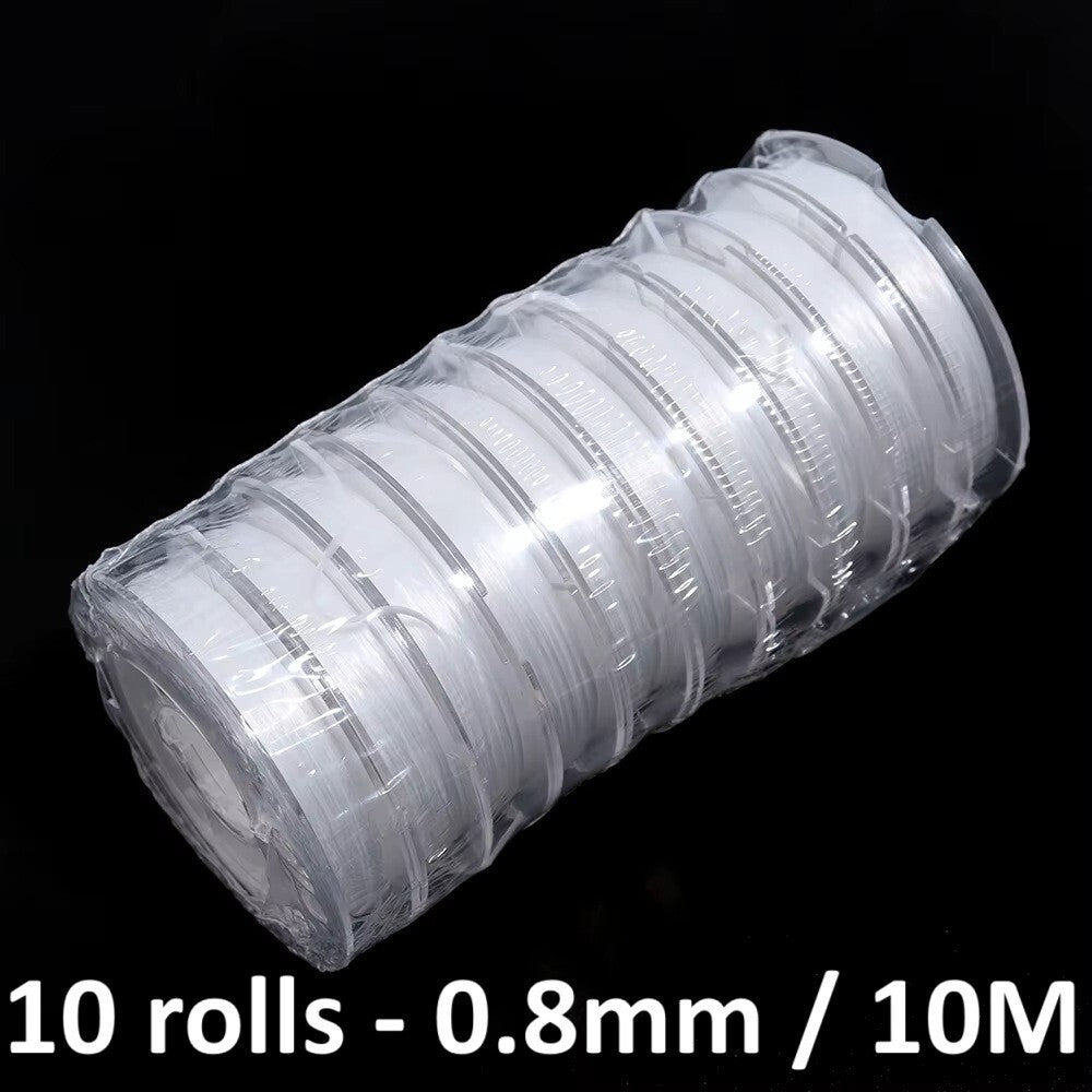 10m Colour Elastic Stretchy Thread Beading Cord String Jewellery Bracelet Making - 10 Pack of Clear