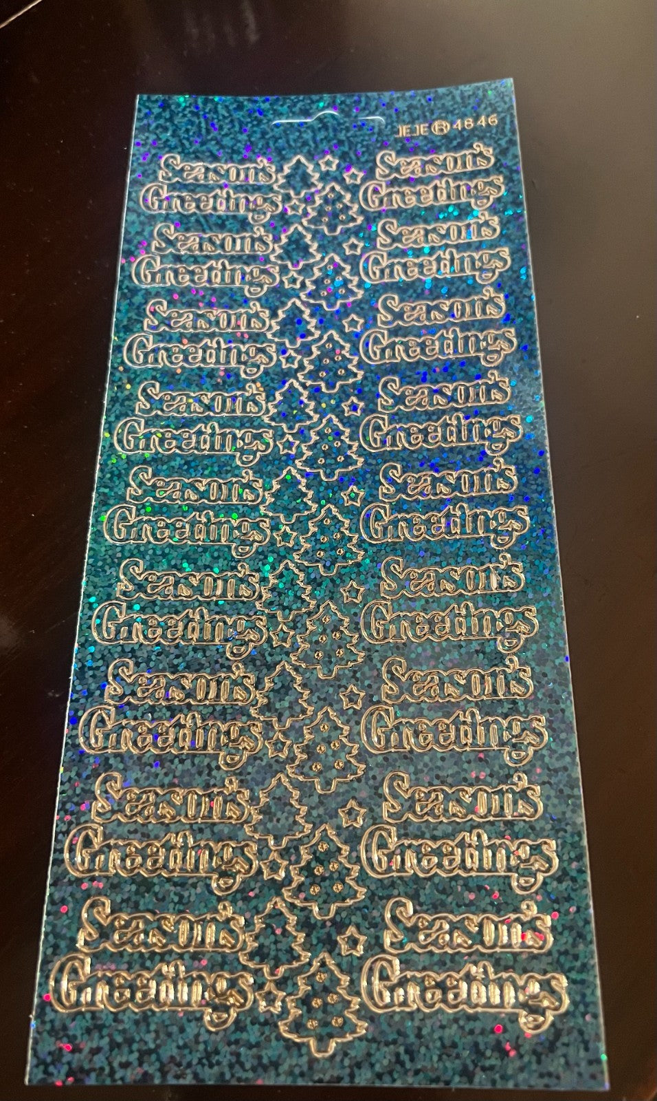 Diamond Sparkle Seasons Greetings Christmas Peel Off Sticker Craft Stickers - Light Blue