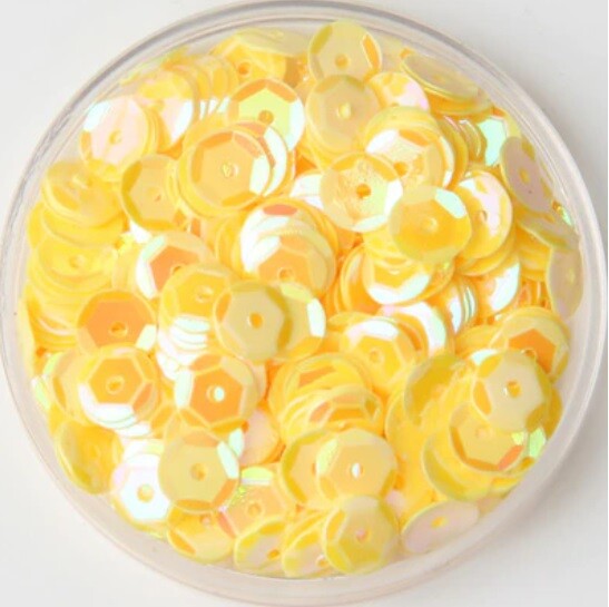 550 / 1200 Round 5mm Loose Sequin Sewing Trim Costume Sequins Craft - 36 COLOURS - AB Yellow