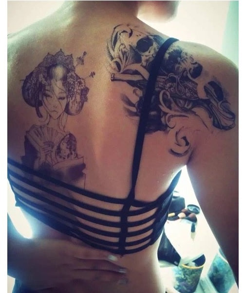 Large Waterproof Traditional Japanese Geisha Temporary Tattoo Sticker Art