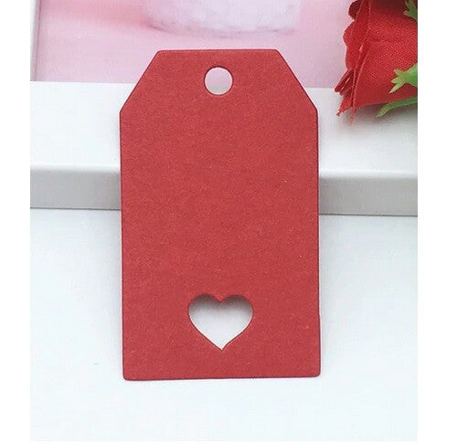 Craft Paper Tags Hollow Love Heart Craft Gift Food Wedding Price Gift Tag 5x3cm - Red
