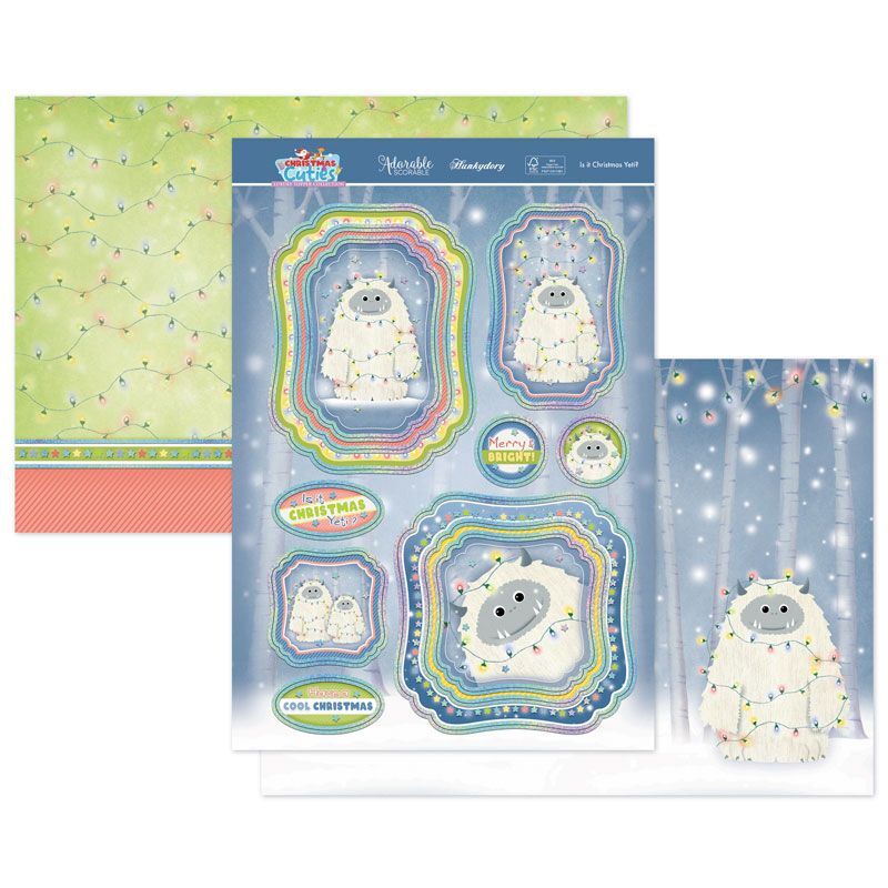 Hunkydory Christmas Card Making Kits Festive Xmas Luxury Topper Set Pack Toppers - Is It Christmas Yeti?